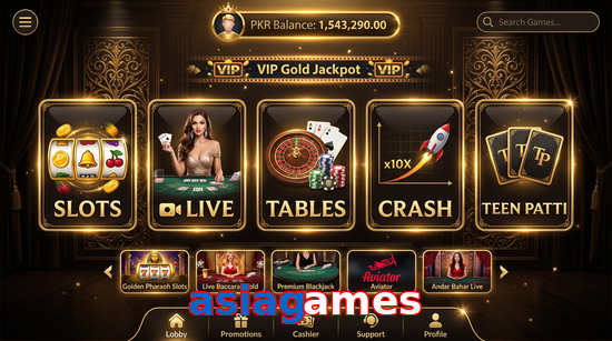 Main screen of Asiagames casino page for PK players